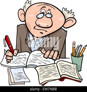 professor or writer cartoon illustration Stock Vector