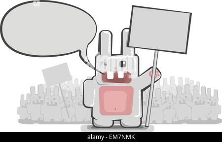 Vector funny rabbit delegation Stock Vector