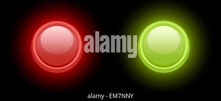 Set of vector fire and stop buttons Stock Vector