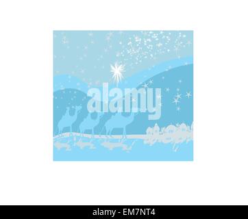 Classic three magic scene and shining star of Bethlehem Stock Vector