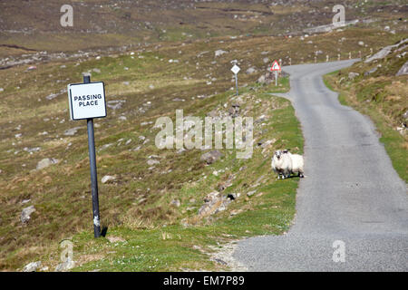 Single track road on the isle of Harris, Scotland Stock Photo