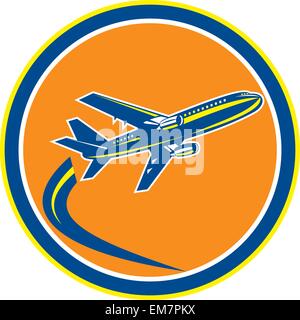 Commercial Jet Plane Airline Flying Retro Stock Vector