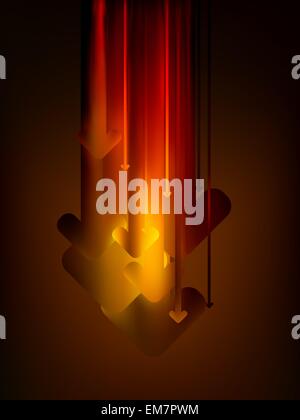 Graph arrows move down in glow color. EPS 8 Stock Vector