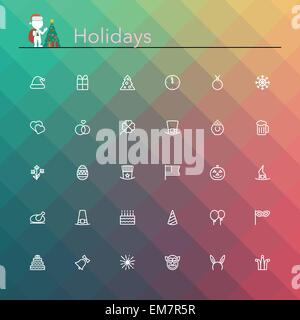 Holidays Line Icons Stock Vector