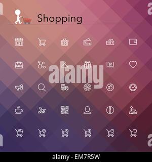 Shopping Line Icons Stock Vector