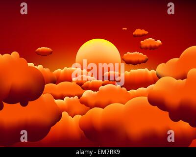 Golden sunset clouds background. EPS8 Stock Vector