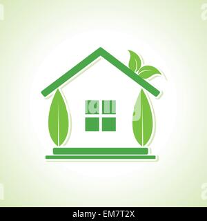 Eco home icon with leaf stock vector Stock Vector