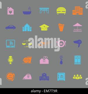 Hospitality business color icons on gray background, stock vector Stock Vector