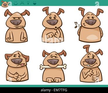 dog emotions cartoon illustration set Stock Vector