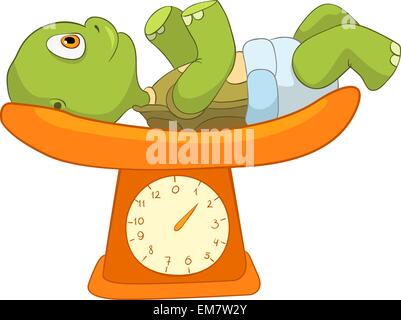 Funny Turtle. Baby Weighing Stock Vector