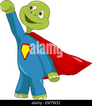 Funny Turtle. Superman. Stock Vector