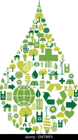 Drop symbol with environmental icons Stock Vector