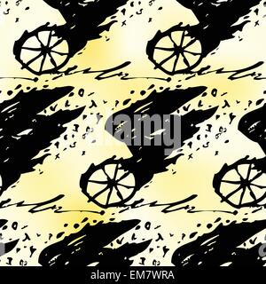 Seamless wheel on fire. Stock Vector