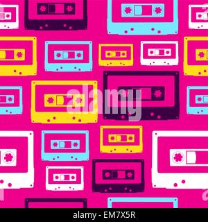 Pop audio cassette pattern Stock Vector