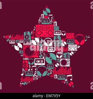 Dj Music icons star Stock Vector