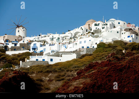 Griechenland, Kykladen, Santorini, Ammoudi, Blick auf Oia Stock Photo