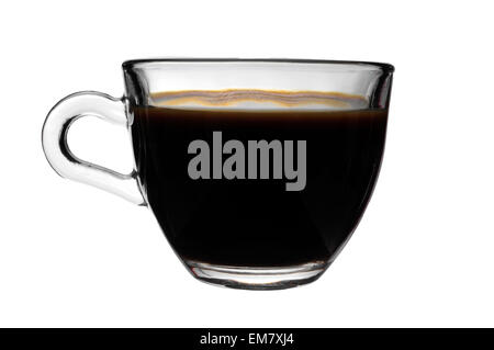 closeup of a glass cup of coffee on a white background Stock Photo