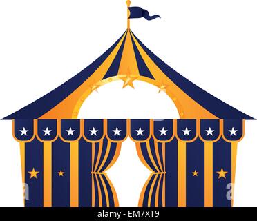 Circus blue tent isolated on white Stock Vector