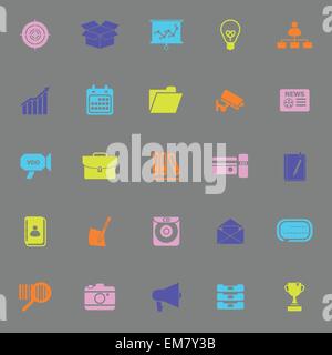 Data and information color icons on gray background, stock vector Stock Vector