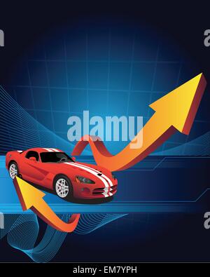 Red car on the abstract background Stock Vector