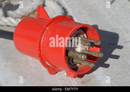 Industrial outdoor 5-pin power plug. Stock Photo