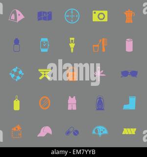 Camping necessary color icons on gray background, stock vector Stock Vector