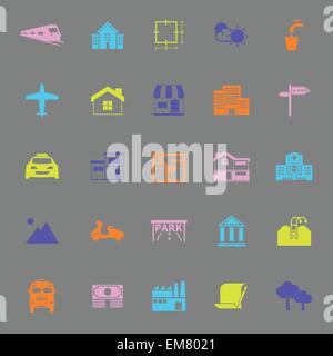 Real estate color icons on gray background, stock vector Stock Vector