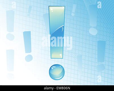 Blue and Glossy Exclamation Mark Background. Stock Vector