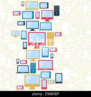 Computer, mobile and tablet icons pattern Stock Vector