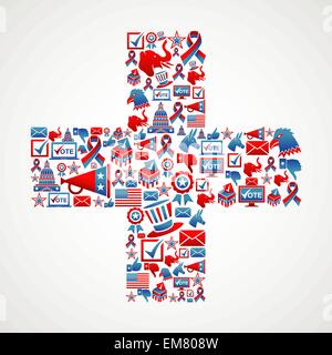 Marketing US elections icon in cross Stock Vector