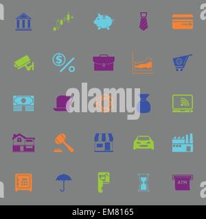 Banking and financial color icons on gray, stock vector Stock Vector