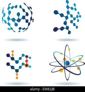 set of abstract icons, chemical and social networks concept Stock Vector