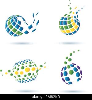 Abstract globe set of vector icons, business concept Stock Vector
