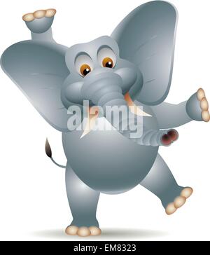 happy elephant cartoon Stock Vector