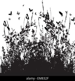 silhouette of grass and insects Stock Vector