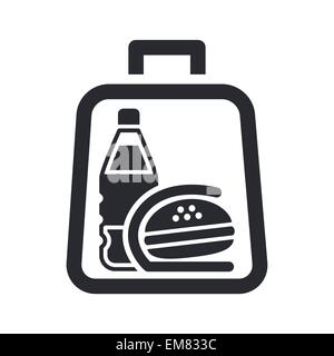 Vector illustration of single isolated icon depicting a sandwich and drink in a bag Stock Vector