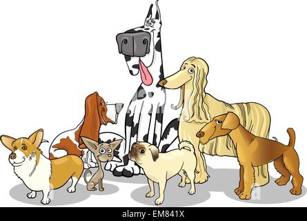 Vector illustration of dogs breed Airedale Terrier, Bloodhound, Boxer, Afghan Hound, Azawakh ...