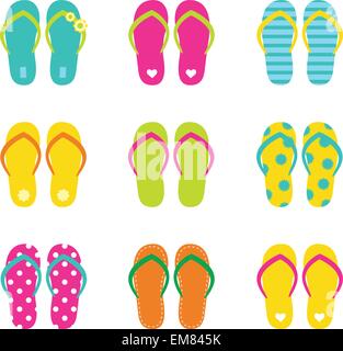 Summer flip flops set isolated on white Stock Vector