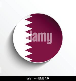 Flag Paper Circle Shadow Button Qatar Stock Vector