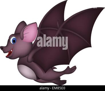 Cute Cartoon bat flying Stock Vector