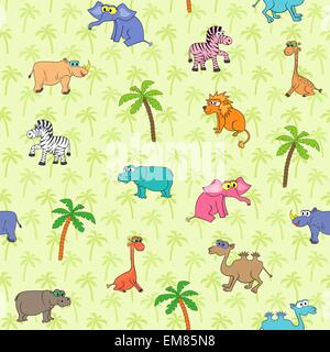 Seamless different animal pattern Stock Vector