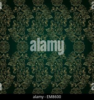 Floral vintage seamless pattern on green background Stock Vector
