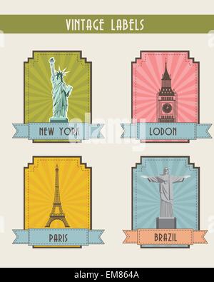 travel labels Stock Vector