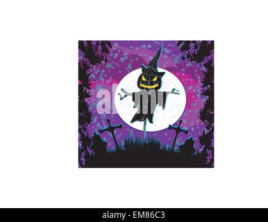 creepy scarecrow in a night scene Stock Vector