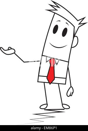 Square guy show something. Stock Vector