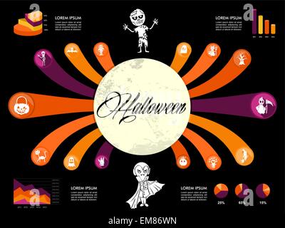 Halloween Infographics diagram spooky icons template EPS10 file. Stock Vector