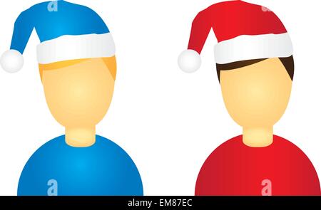 people icon, christmas hat Stock Vector