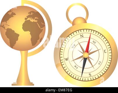 globe and compass Stock Vector