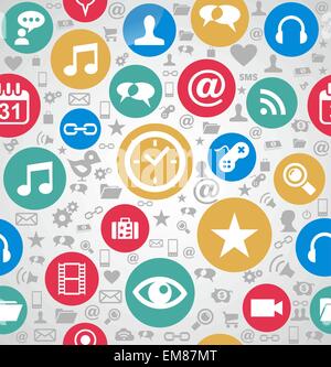 Colorful social media icons seamless pattern background EPS10 fi Stock Vector