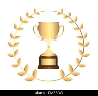 Winner trophy gold cup with Laurel wreath. Vector Illustration Stock ...